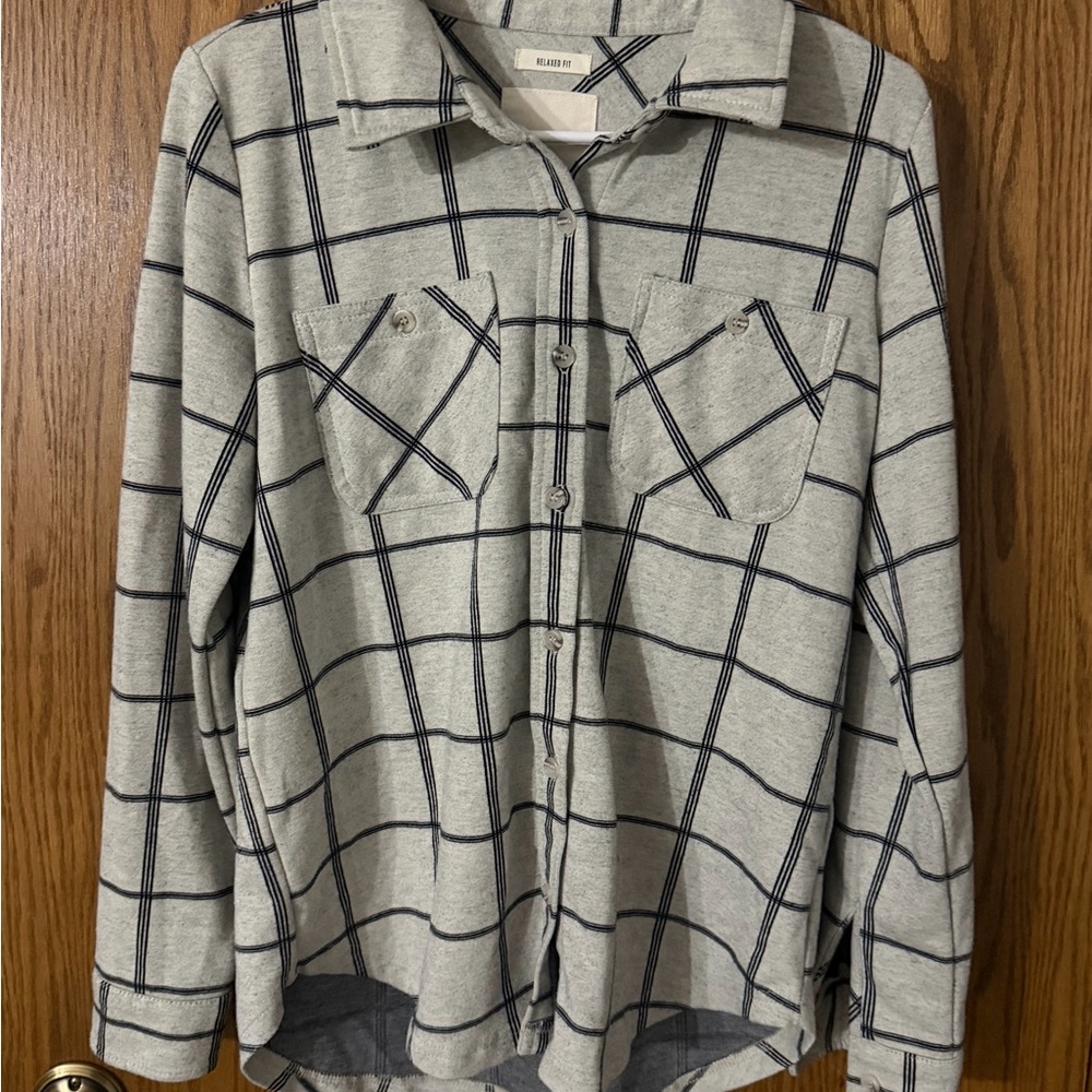 Thread & Supply Gray Plaid Button-Up Shirt